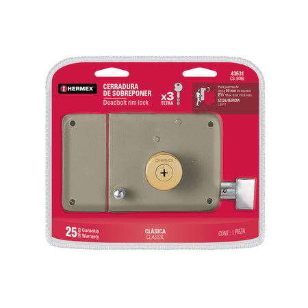 Cerradura sobreponer izquierda clasica llave tetra blister