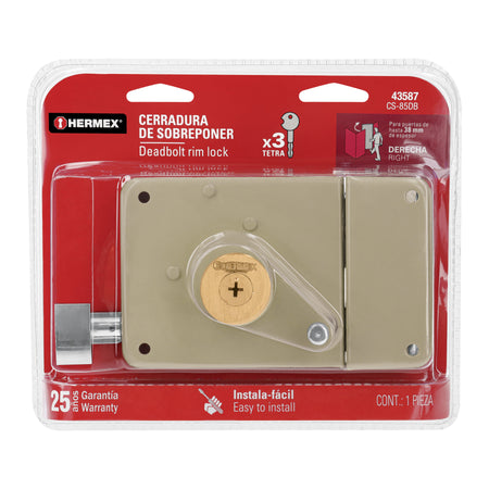 Cerradura sobreponer der instala-facil llave tetra blister