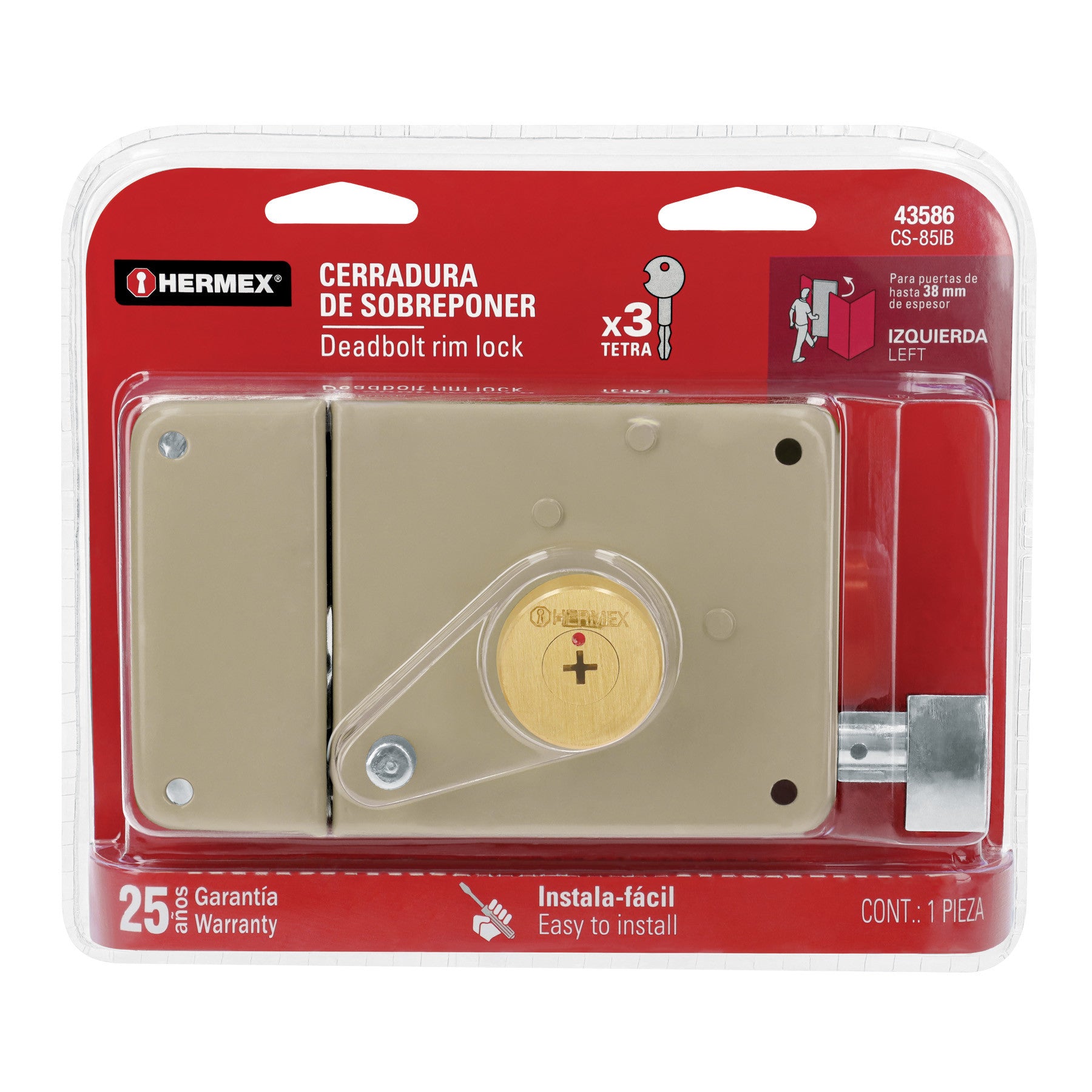 Cerradura sobreponer izq instala-facil llave tetra blister