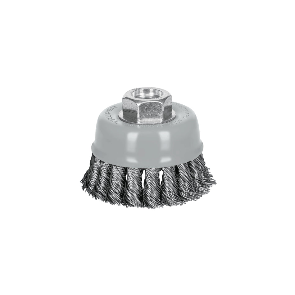 Carda copa alambre trenzado grueso Multi-rosca Truper 3"