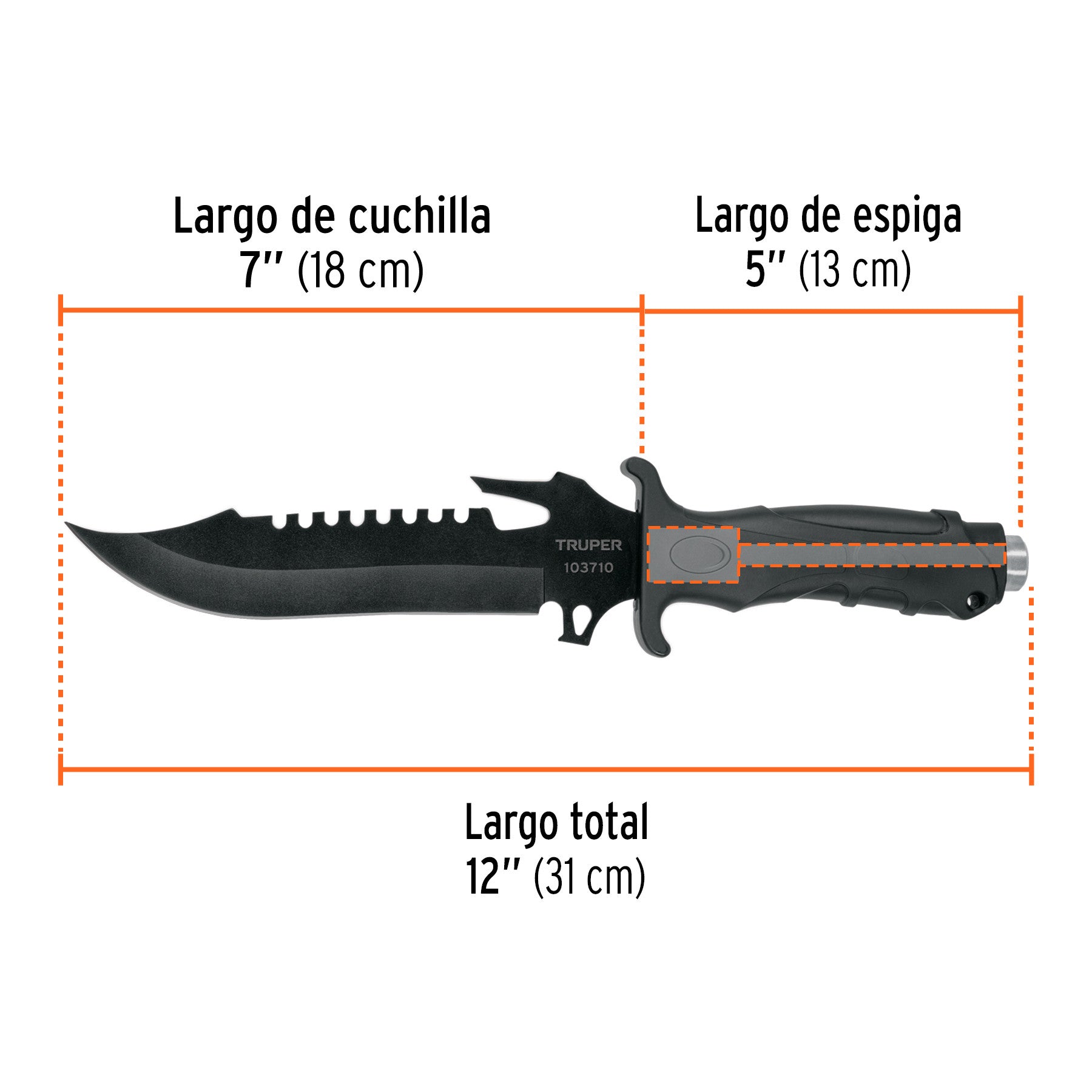 Cuchillo táctico para campismo 7', TRUPER