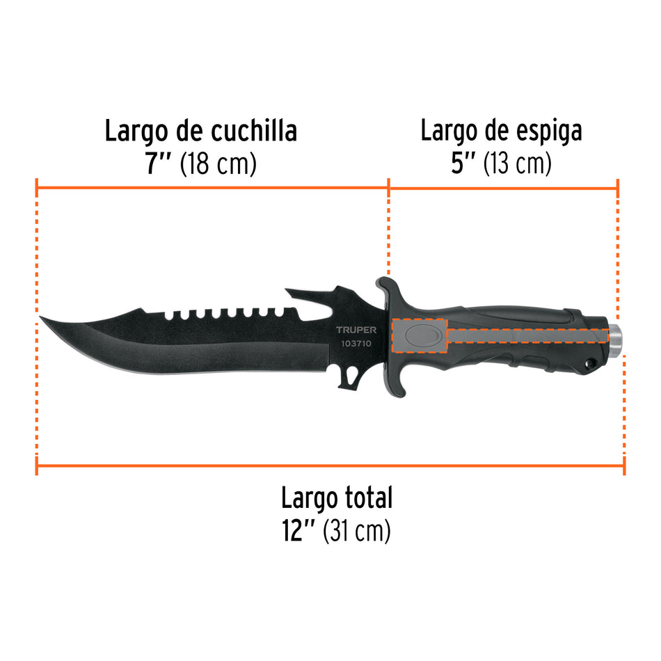 Cuchillo táctico para campismo 7', TRUPER