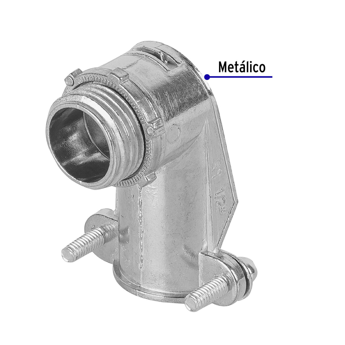 Conector curvo 1/2' para tubo flexible metálico, Volteck 1/2'