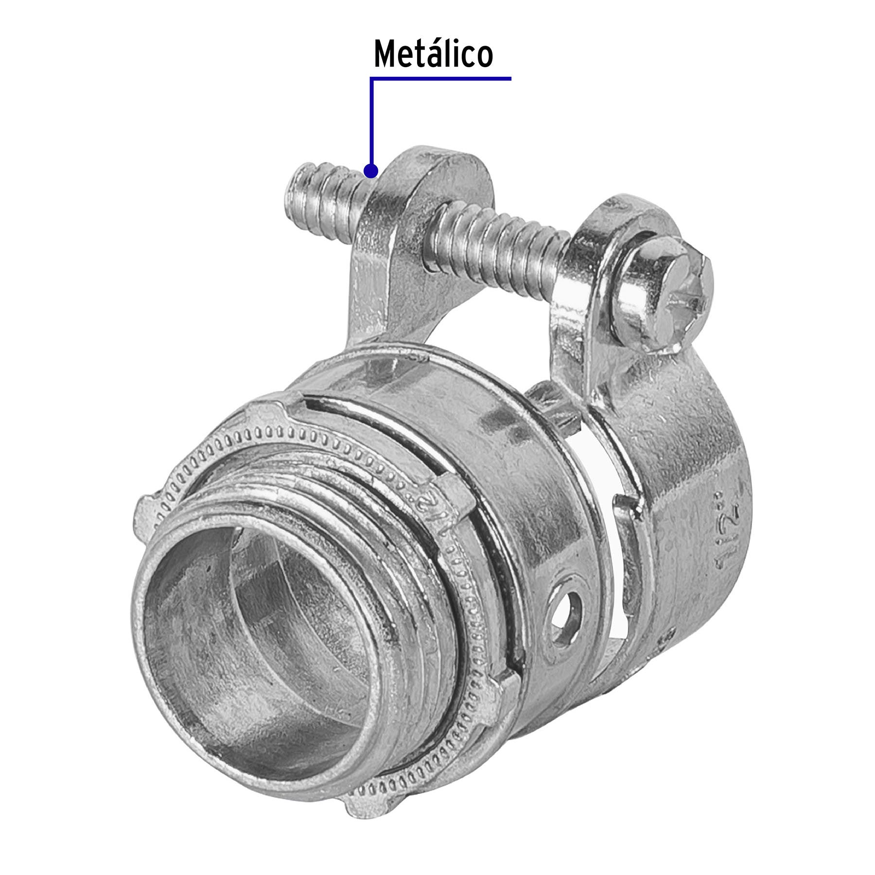 Conector recto 1/2' para tubo flexible metálico, Volteck 1/2'