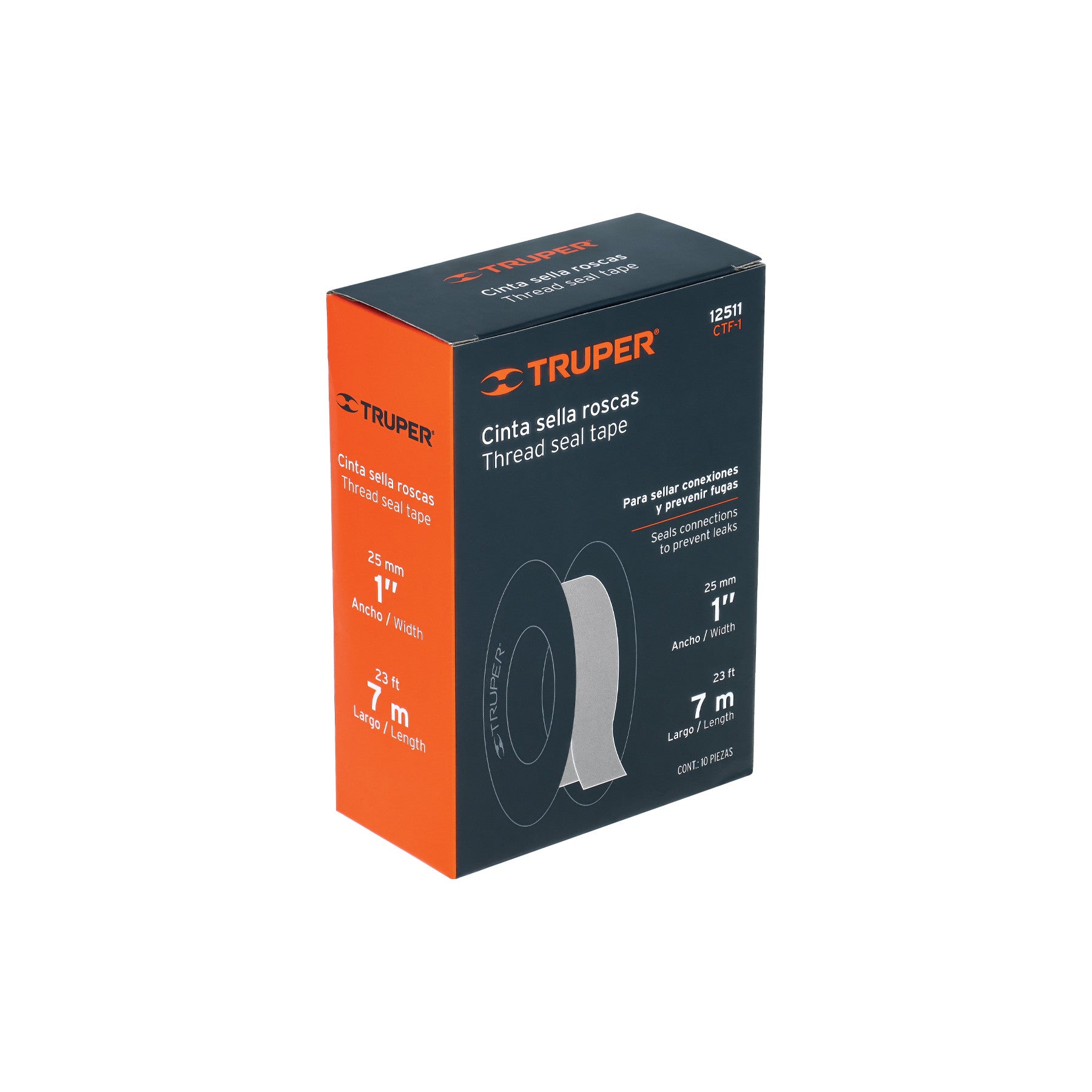 Cinta sella roscas 1' x 7m, uso general, TRUPER 1', 7m