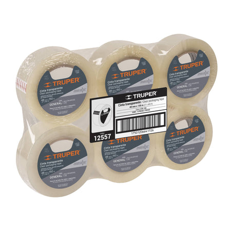 Cinta de empaque 48 mm x 150 m transparente, Truper 48 mm, 150 m