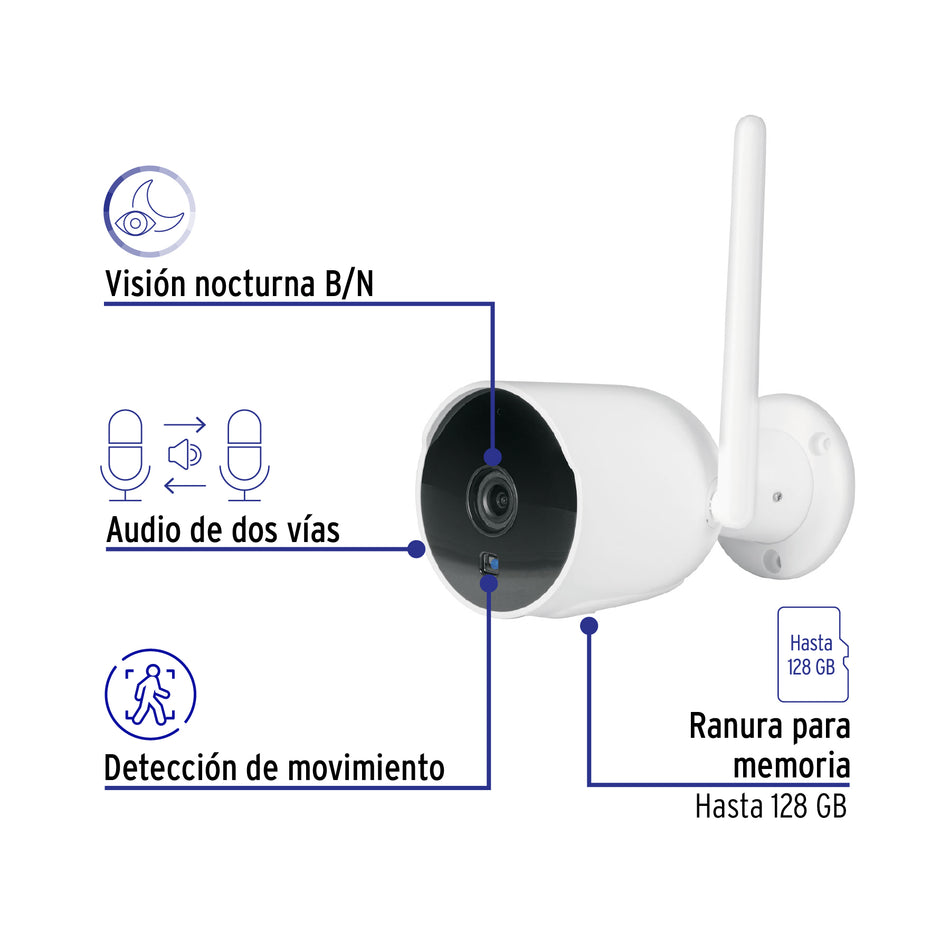 Cámara WiFi Tipo Bala 2MP, Volteck