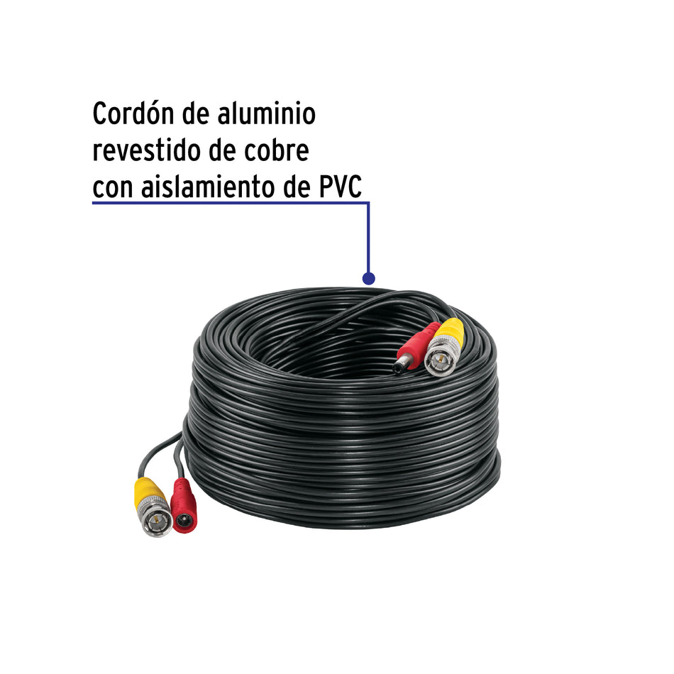 Cable Video y Energía Tipo Siamés CCTV, 30 metros, Volteck