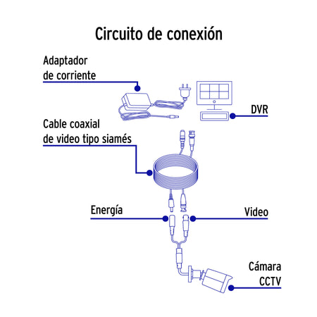 Cable Video y Energía Tipo Siamés CCTV, 30 metros, Volteck