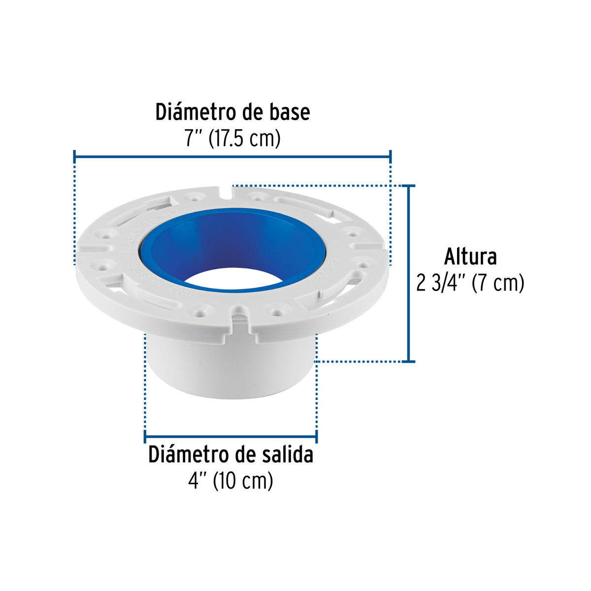 Brida para WC con cuello, para tubería de 4', FOSET