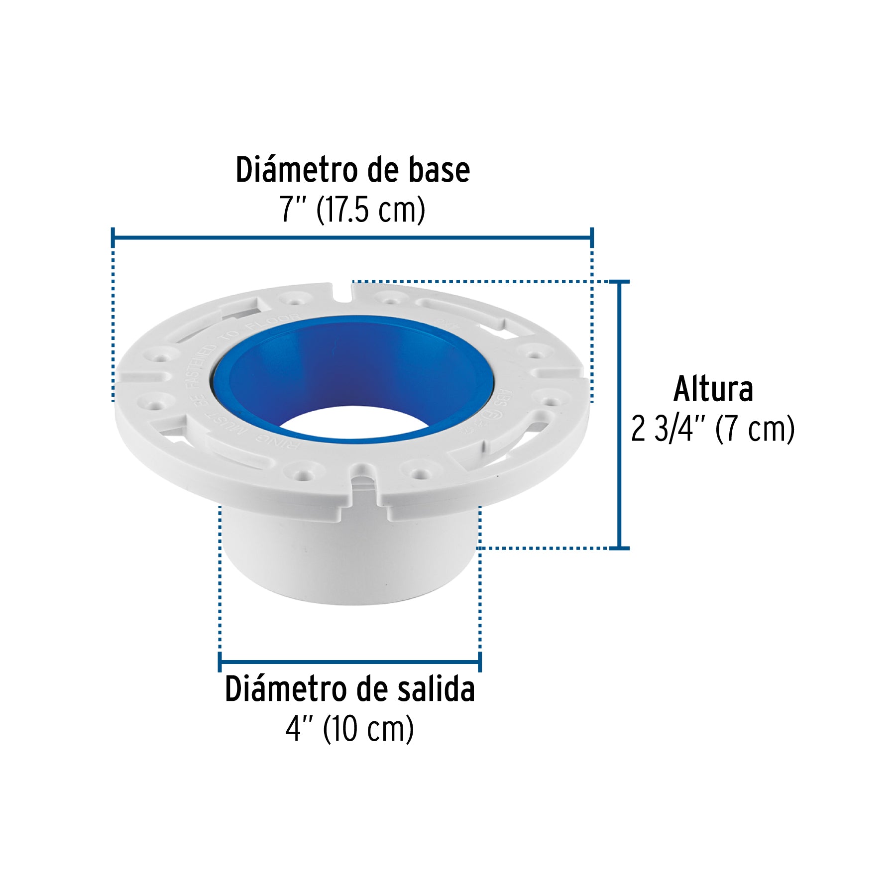 Brida para WC con cuello, para tubería de 4', FOSET