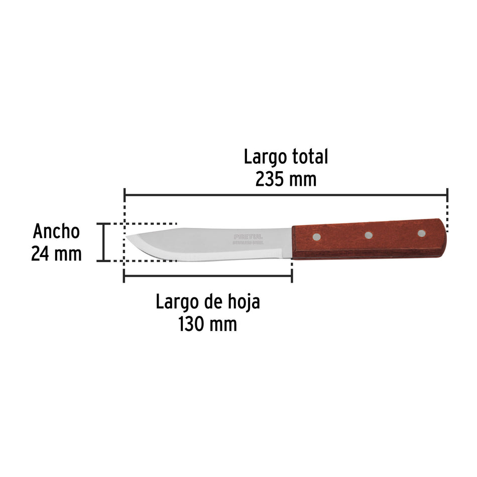 Cuchillo cebollero 5' mango de madera, Pretul 5'