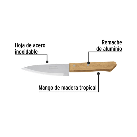 Cuchillo de chef 5' mango de madera, Pretul 5'