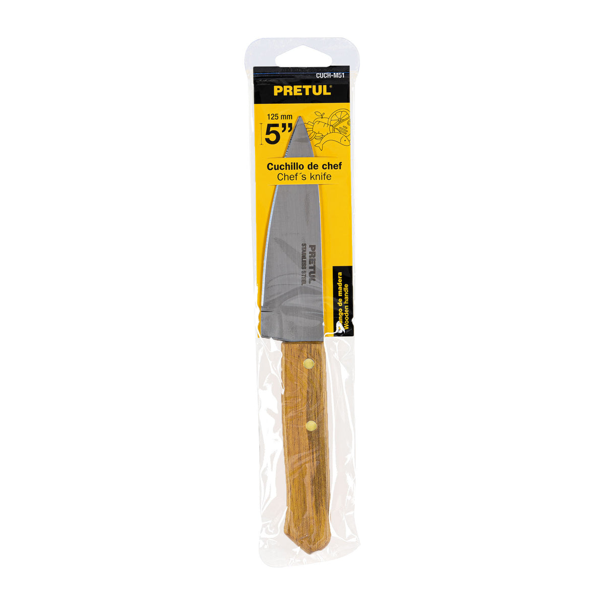 Cuchillo de chef 5' mango de madera, Pretul 5'