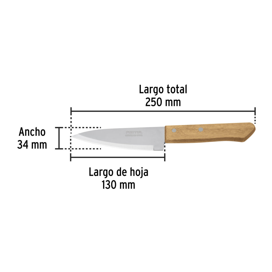 Cuchillo de chef 5' mango de madera, Pretul 5'