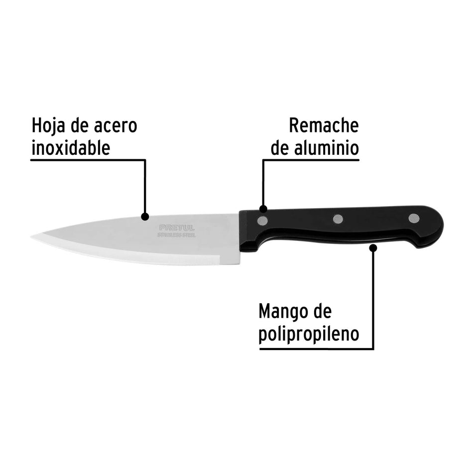 Cuchillo de chef 5' mango de polipropileno, Pretul 5'