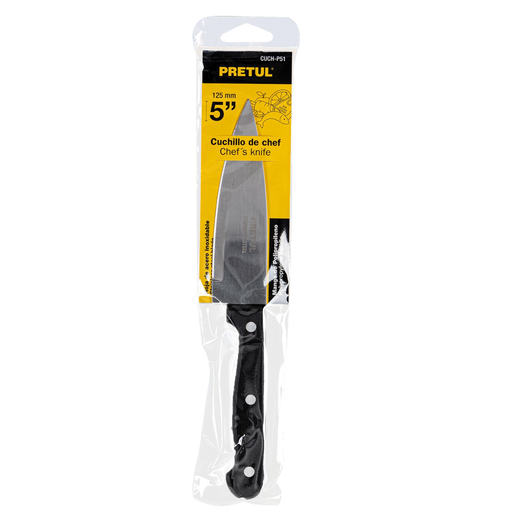 Cuchillo de chef 5' mango de polipropileno, Pretul 5'