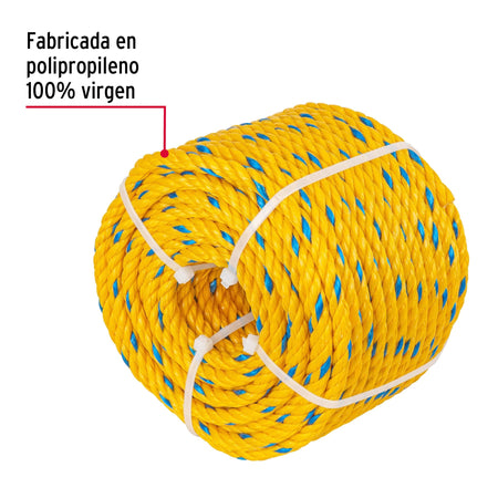 Metro de cuerda amarilla de polipropileno 8 mm, rollo 32m