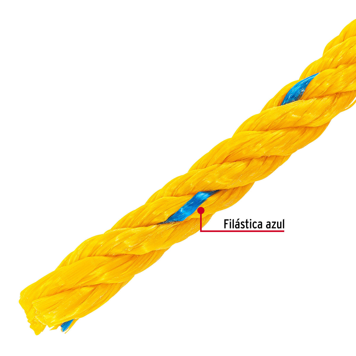 Metro cuerda amarilla de polipropileno 16mm, rollo 9m