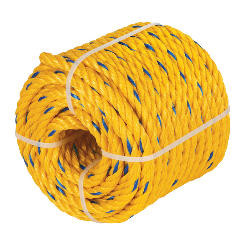 Metro cuerda amarilla de polipropileno 16mm, rollo 9m