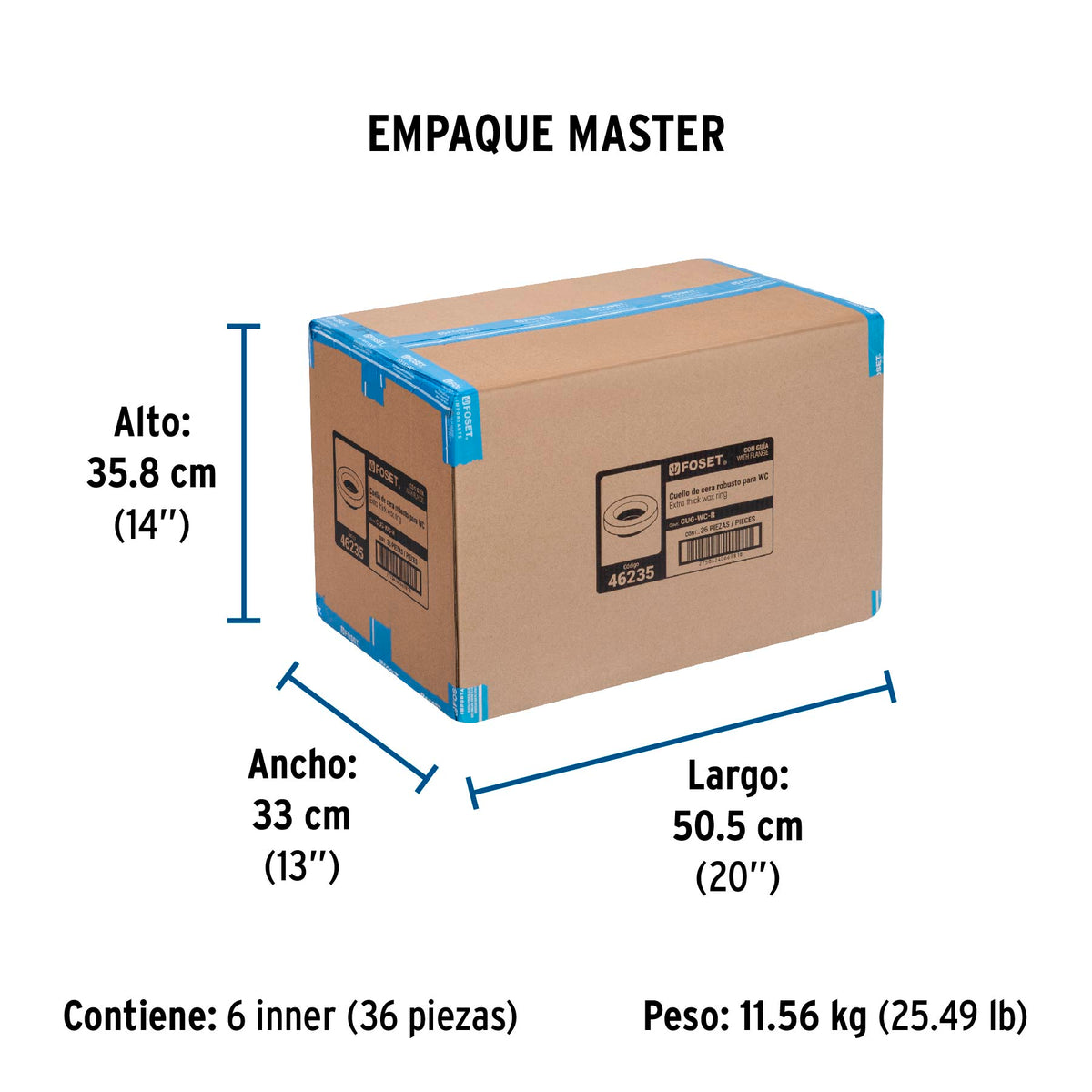 Cuello de cera con guia para WC robusto 250 g FOSET