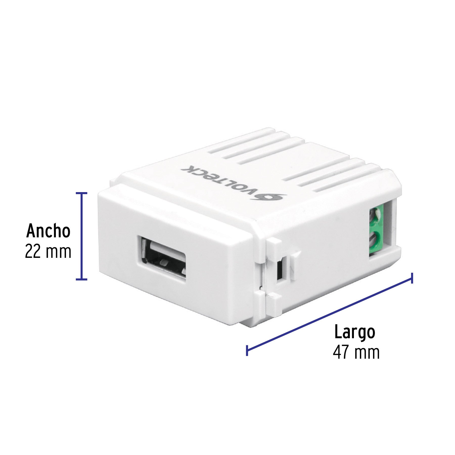 Módulo puerto USB, línea Italiana, color blanco, Volteck