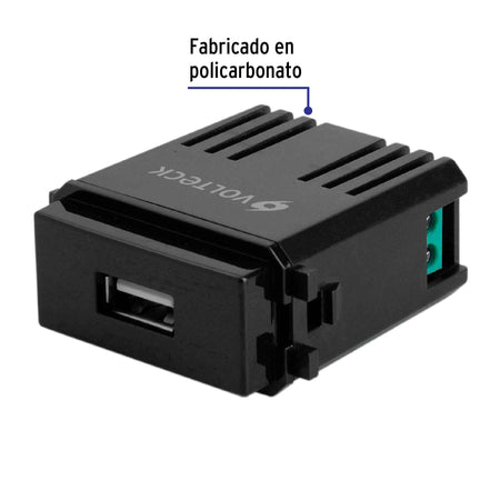 Módulo USB, línea Italiana, color negro, Volteck