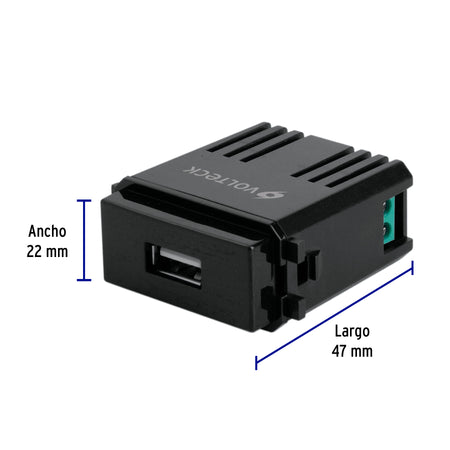 Módulo USB, línea Italiana, color negro, Volteck