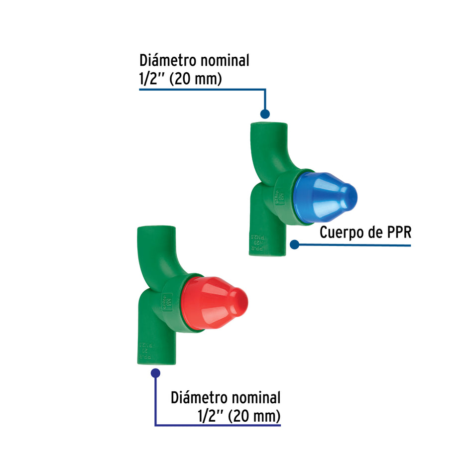 Juego de 2 llaves de empotrar PPR 1/2' sin manerales, FOSET
