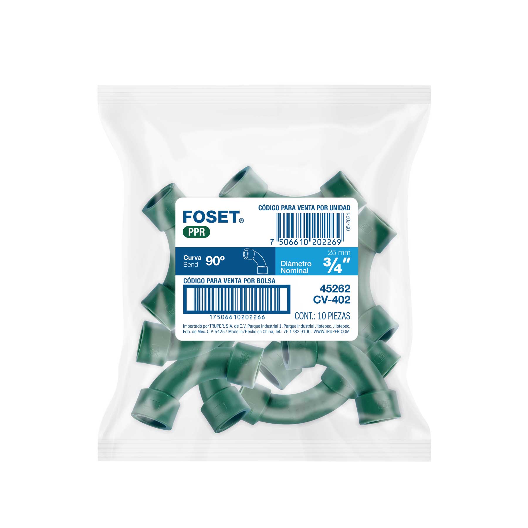 Curva 90° de PPR 3/4" (25mm) FOSET