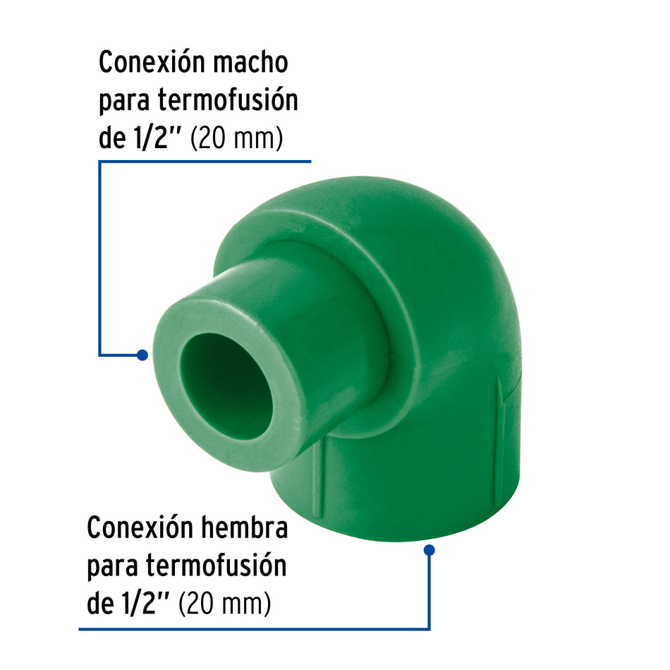 Codo 90° PPR macho-hembra FOSET 1/2"