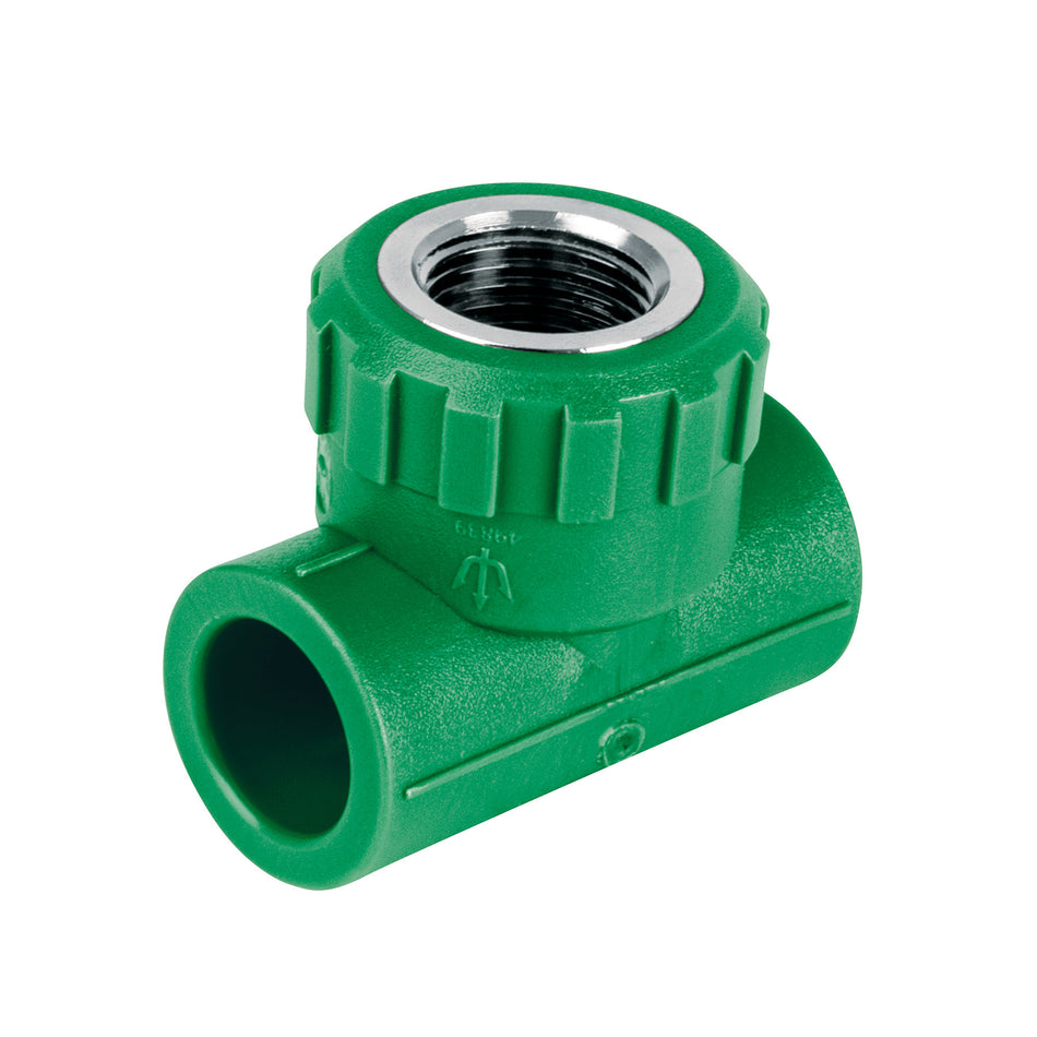 Tee hembra de PPR 1/2' con inserto metálico, FOSET