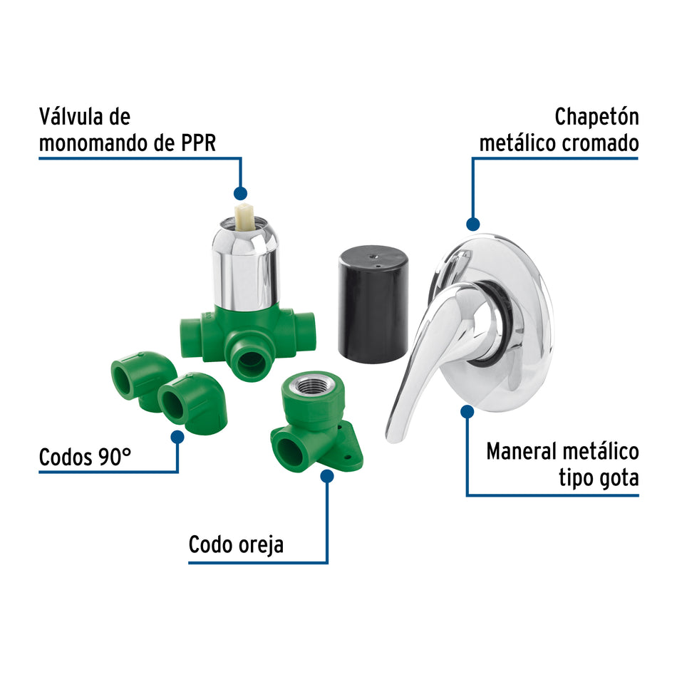 Kit de instalación p/regadera PPR 1/2' con monomando, FOSET