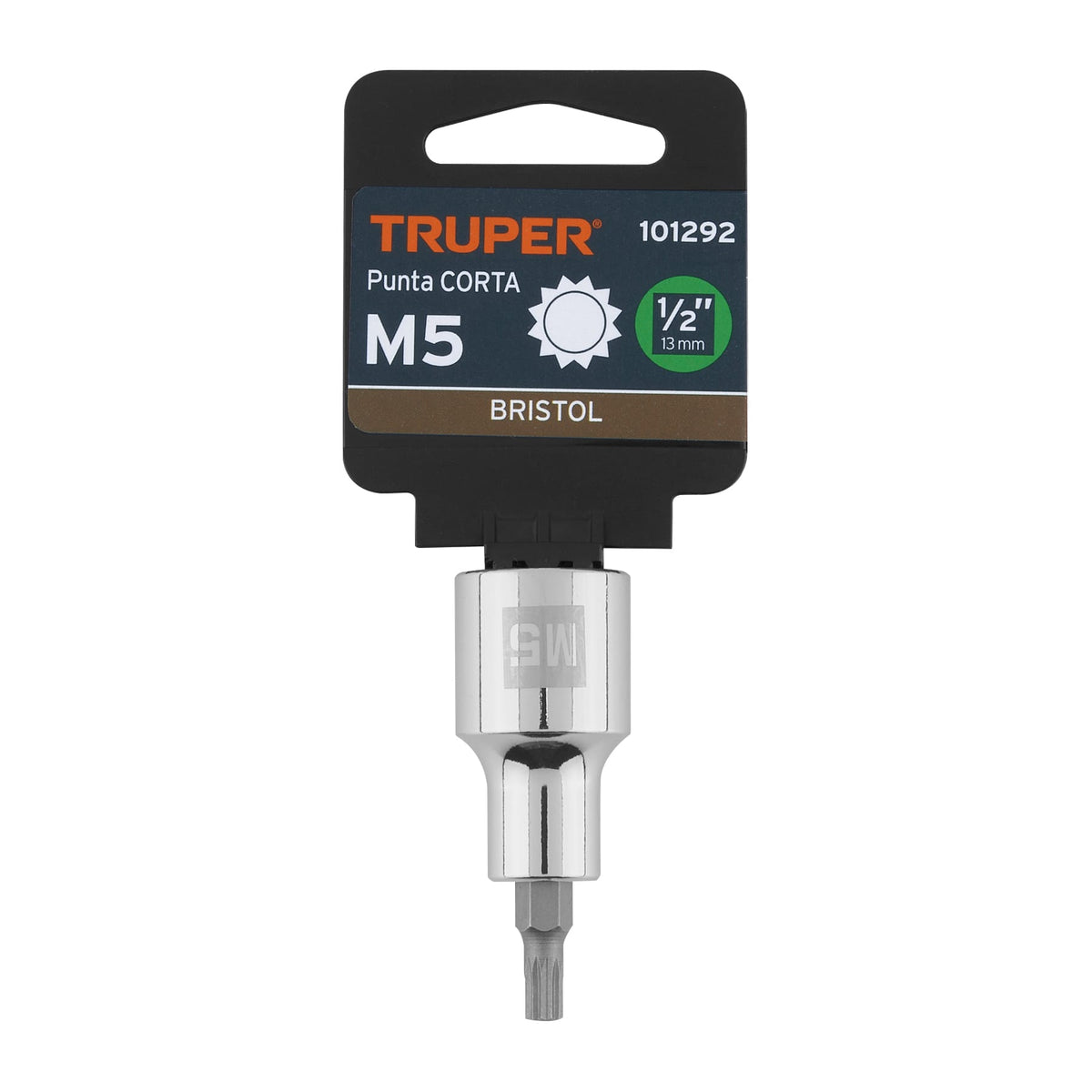 Dado punta corta bristol M5, cuadro 1/2', Truper