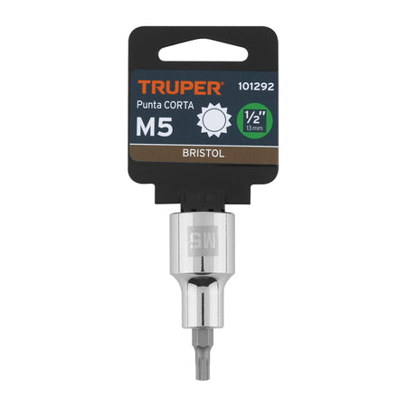 Dado punta corta bristol M5, cuadro 1/2', Truper