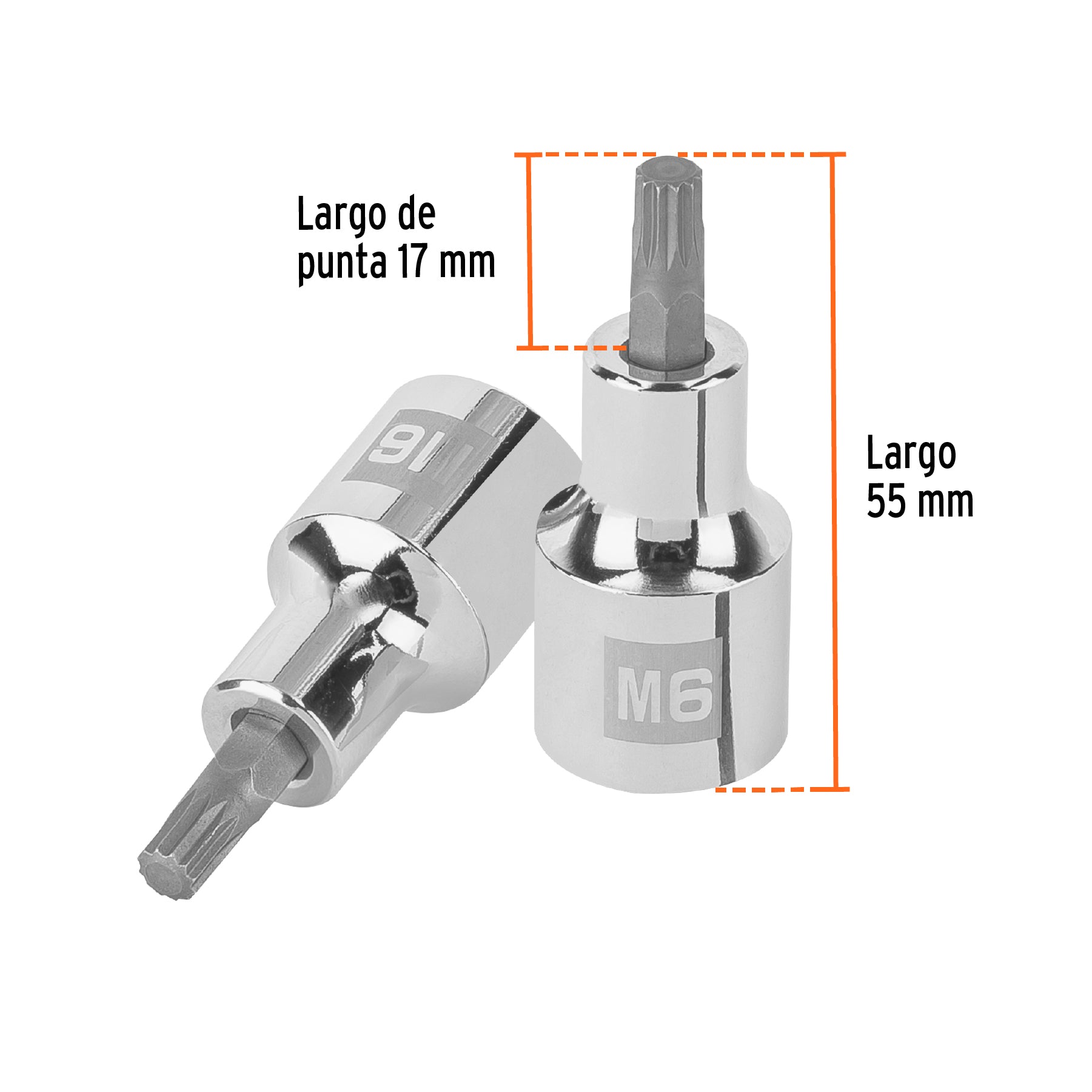 Dado punta corta bristol M6, cuadro 1/2', Truper