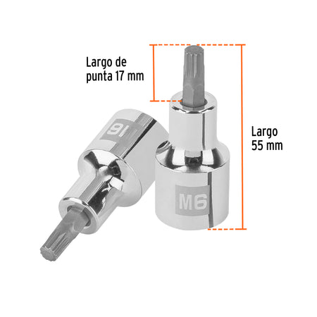 Dado punta corta bristol M6, cuadro 1/2', Truper