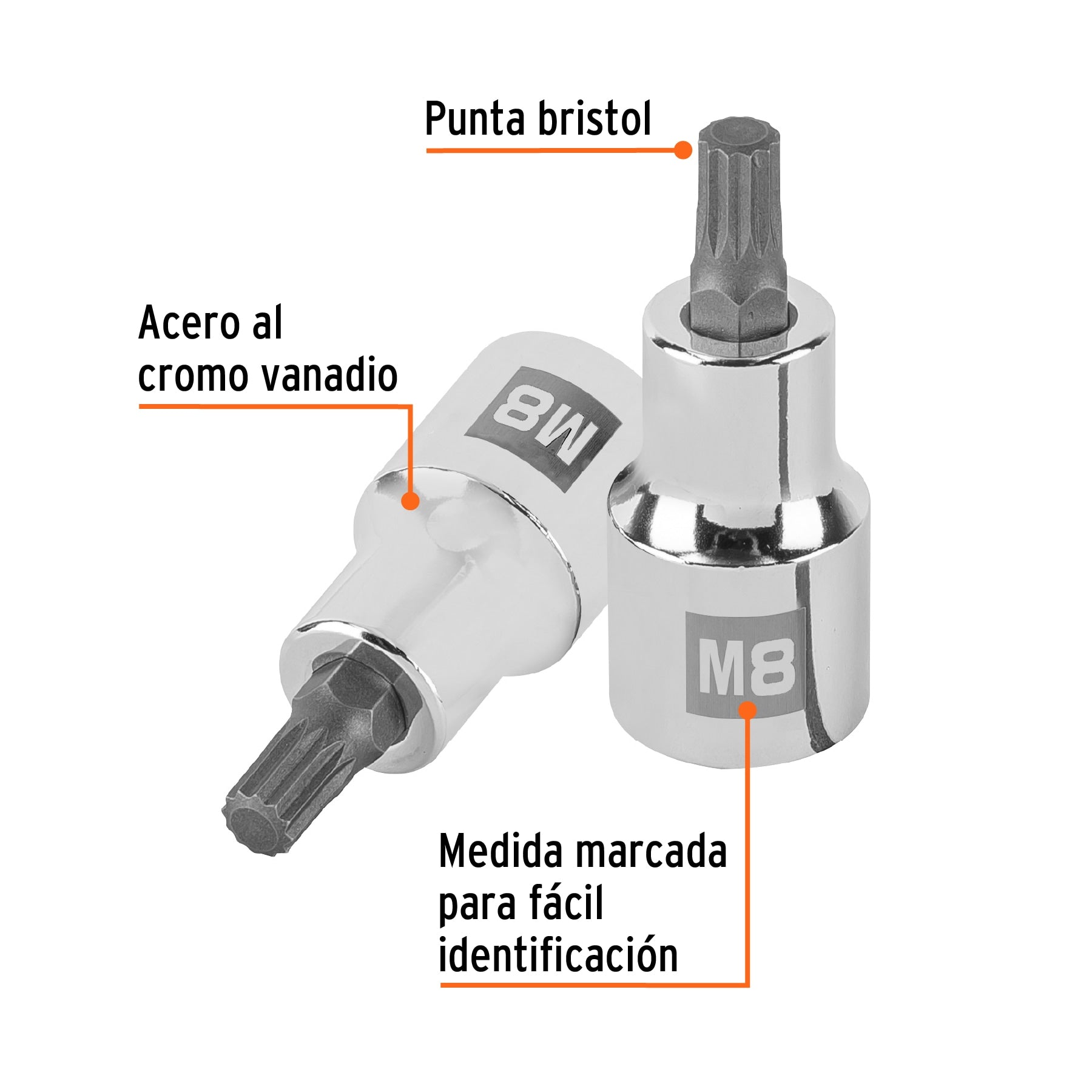 Dado punta corta bristol M8, cuadro 1/2', Truper