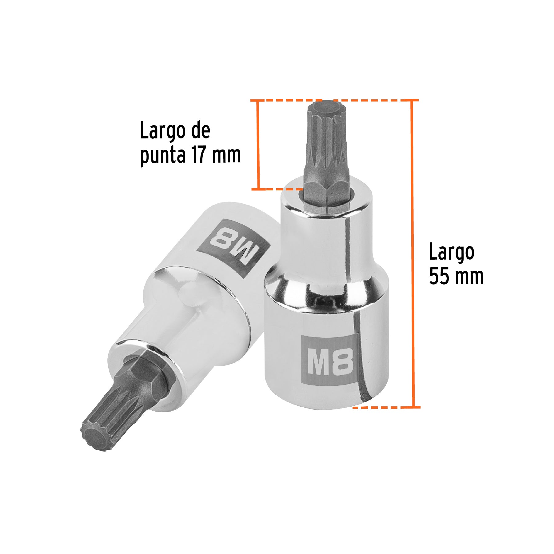 Dado punta corta bristol M8, cuadro 1/2', Truper