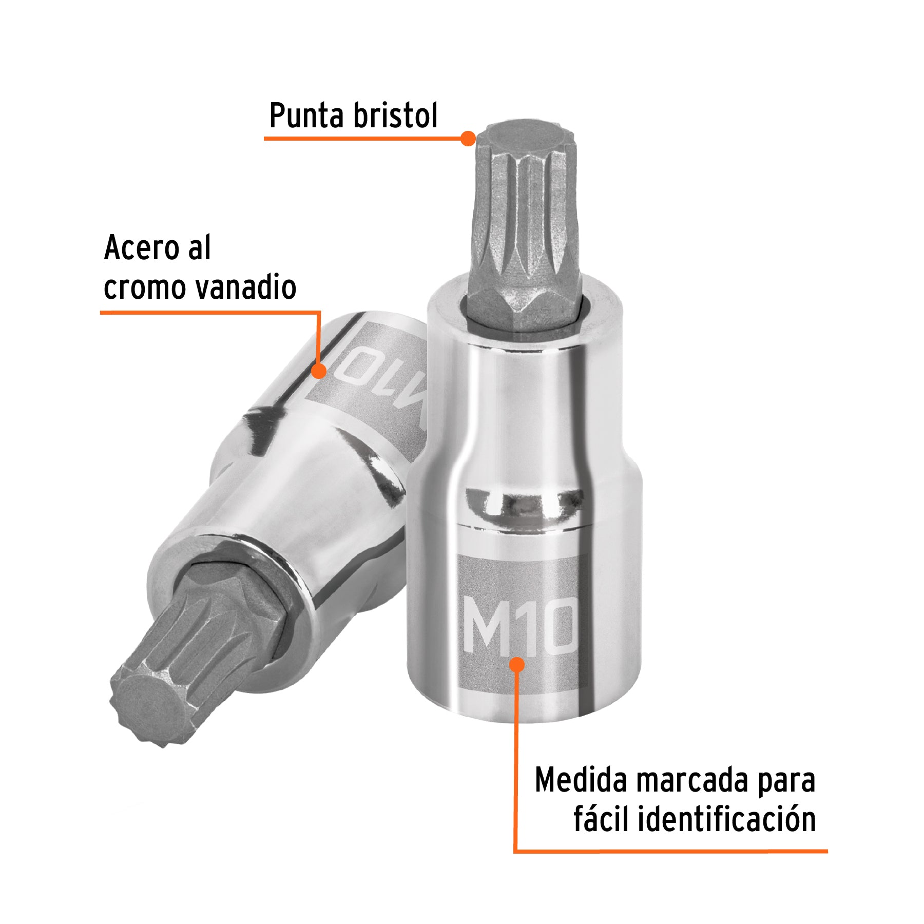 Dado punta corta bristol M10, cuadro 1/2', Truper