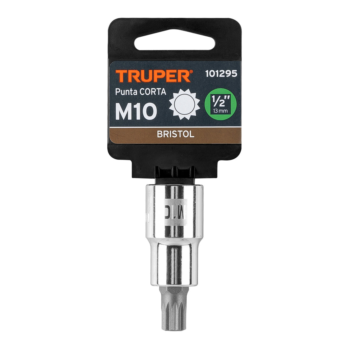 Dado punta corta bristol M10, cuadro 1/2', Truper