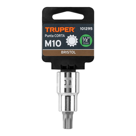 Dado punta corta bristol M10, cuadro 1/2', Truper