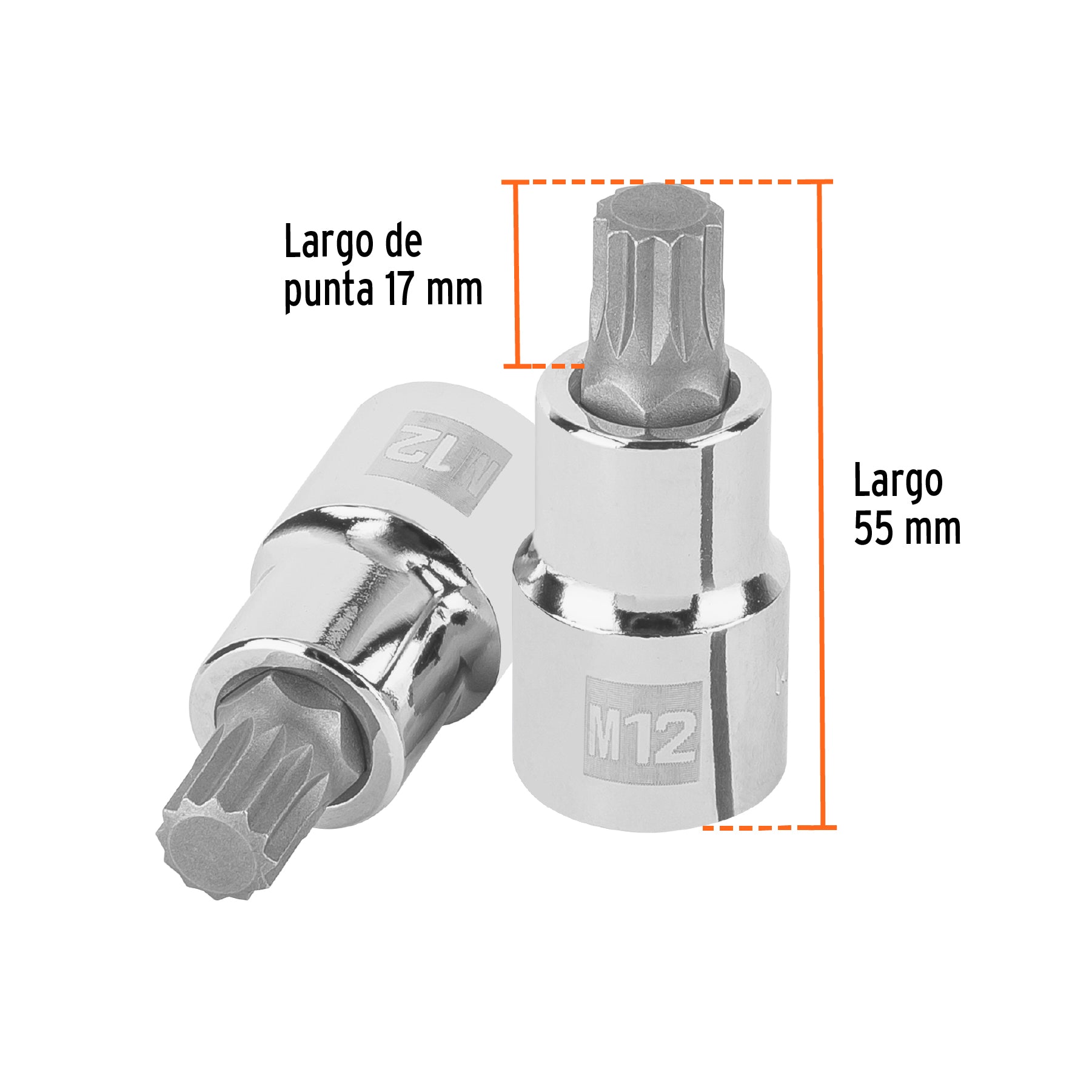 Dado punta corta bristol M12, cuadro 1/2', Truper