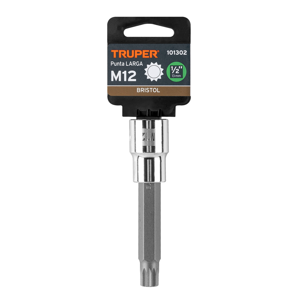 Dado punta larga bristol M12, cuadro 1/2', Truper