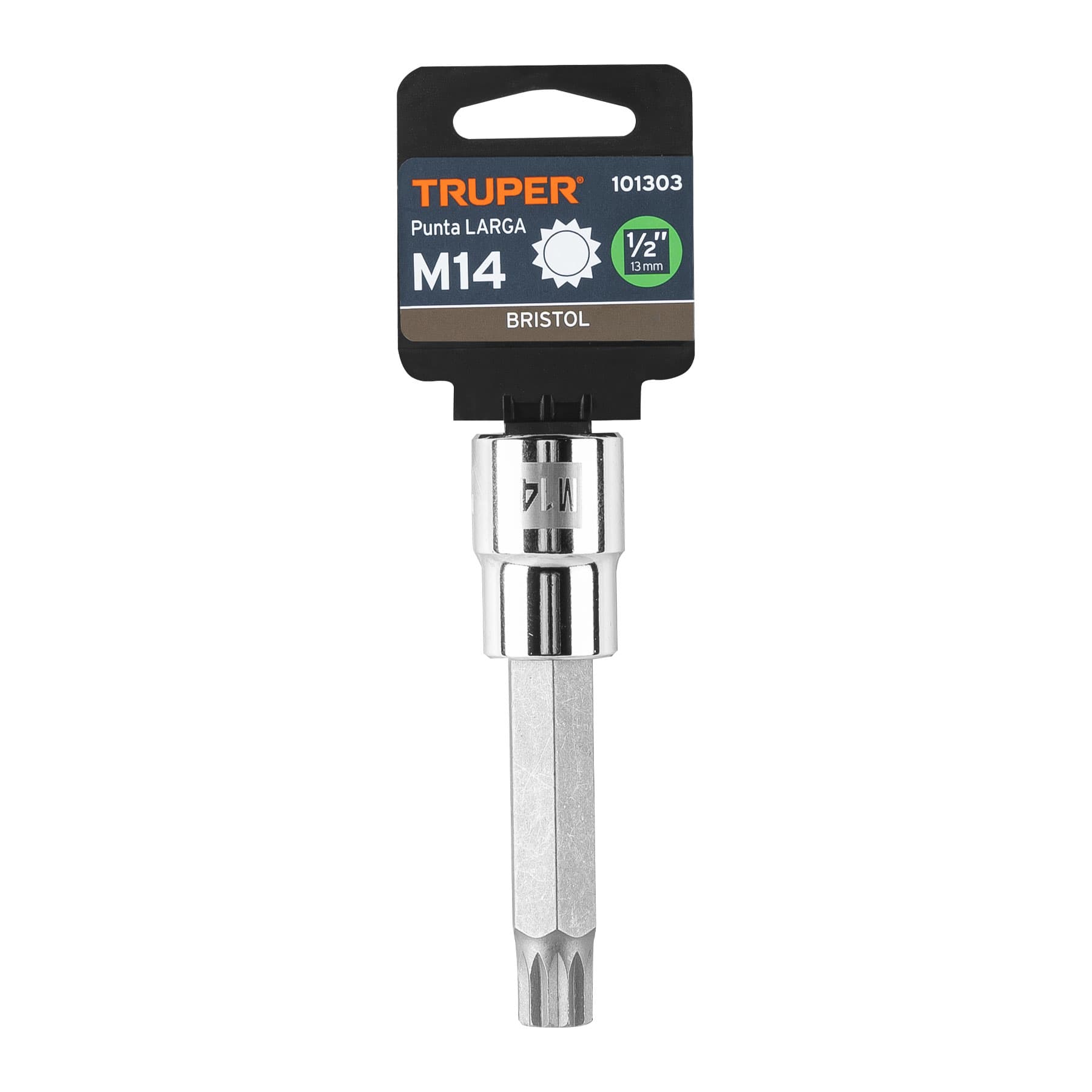 Dado punta larga bristol M14, cuadro 1/2', Truper