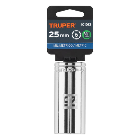 Dado largo de 25 mm, 6 puntas, cuadro 1/2', Truper