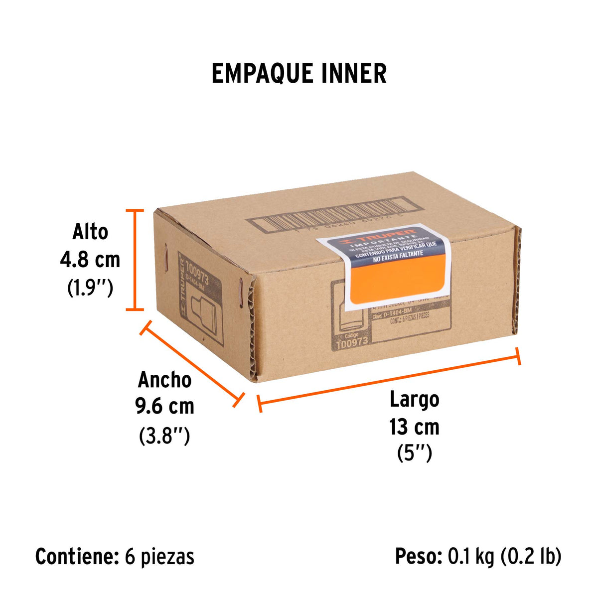 Dado de 4 mm, 12 puntas, cuadro 1/4', Truper