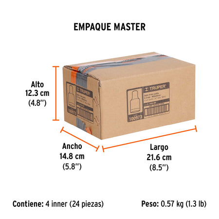 Dado de 4 mm, 12 puntas, cuadro 1/4', Truper