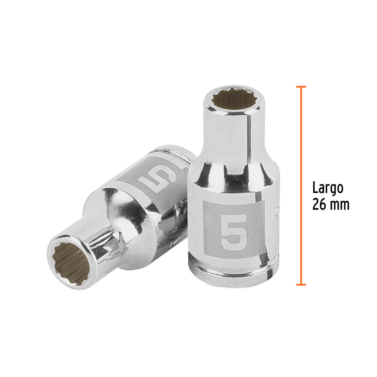 Dado de 5 mm, 12 puntas, cuadro 1/4', Truper