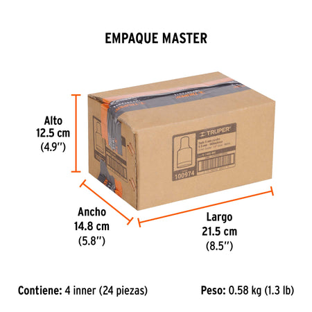 Dado de 5 mm, 12 puntas, cuadro 1/4', Truper